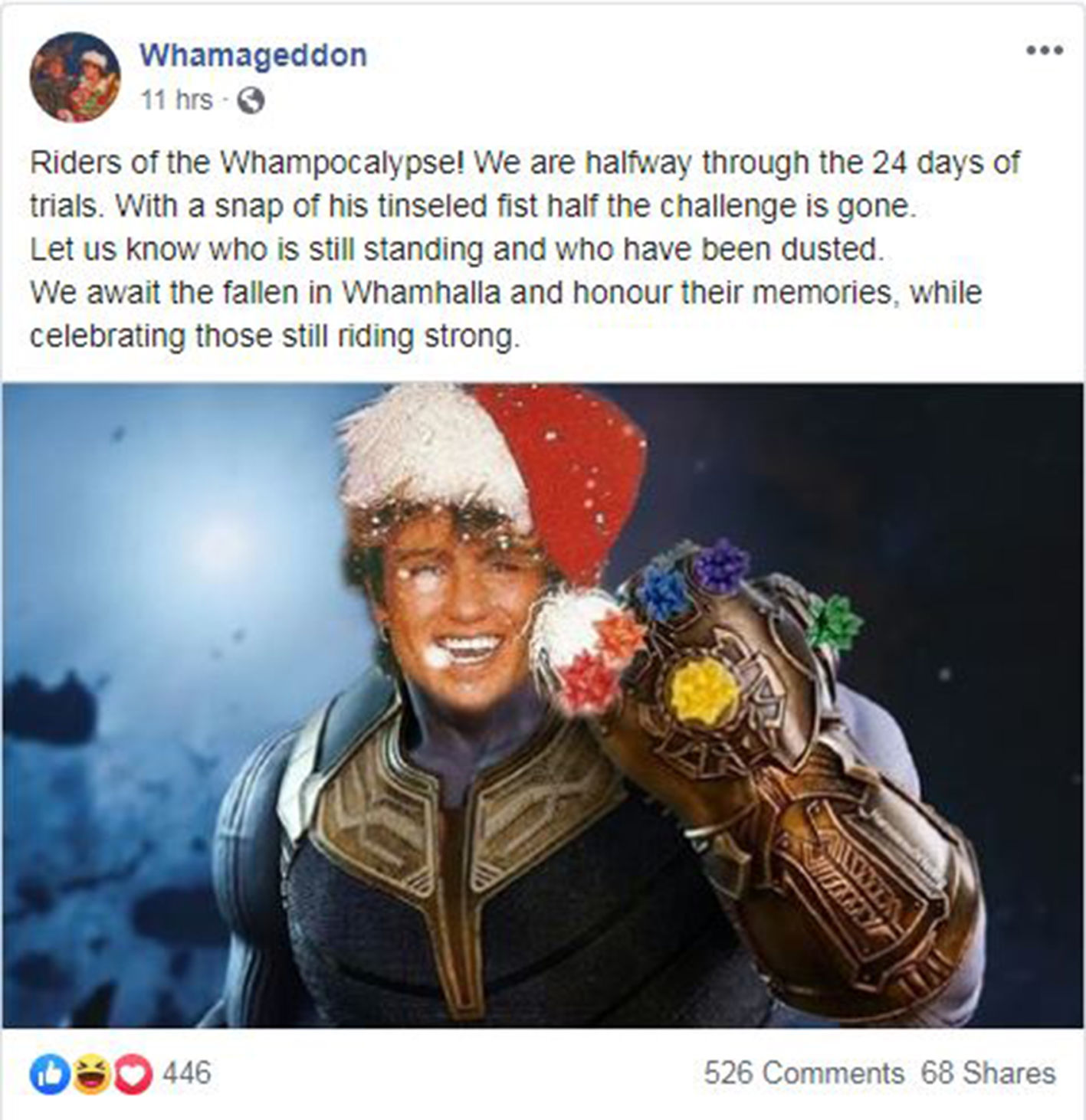 Whamageddon Facebook post